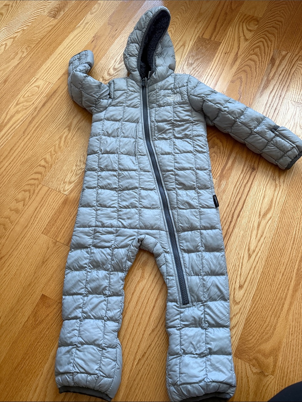 The North Face Kids Light Gray Quilted Insulated One-Piece